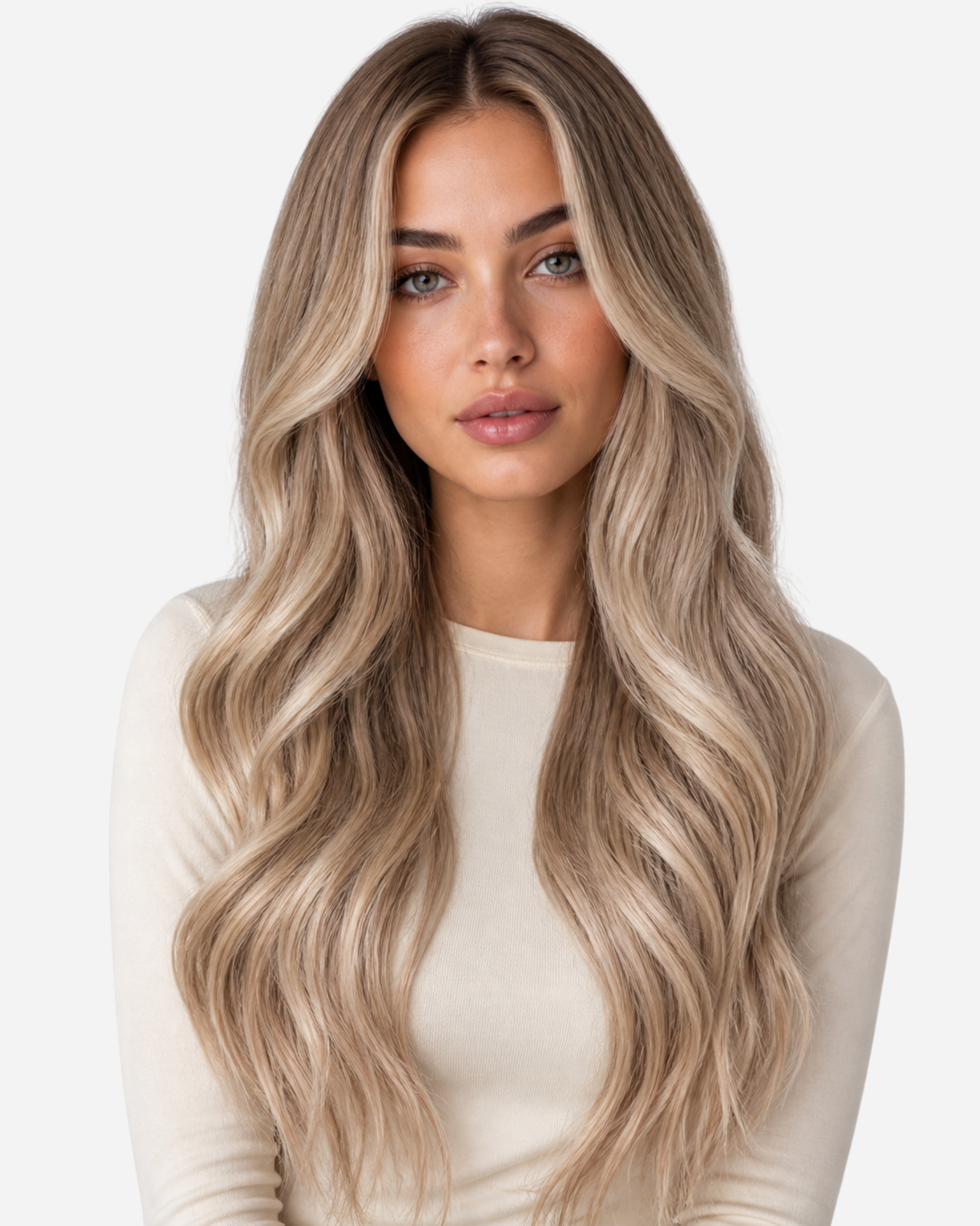 Premium Invisible Clip-in Extensions - Dark Ash Blonde #14 + Ash Silver Blonde #60A