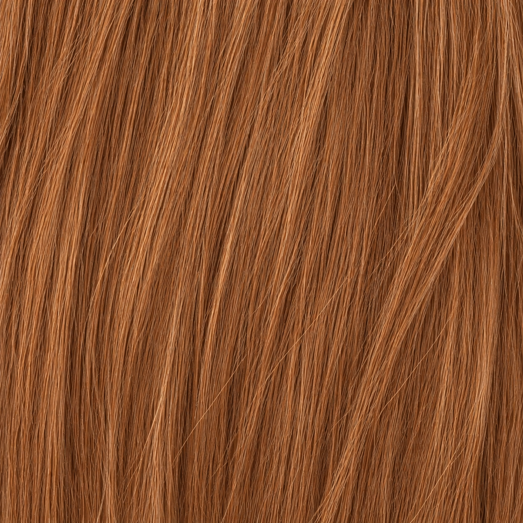 Invisible Tape Weft Auburn #30 close-up haarkleur en natuurlijke haarstructuur