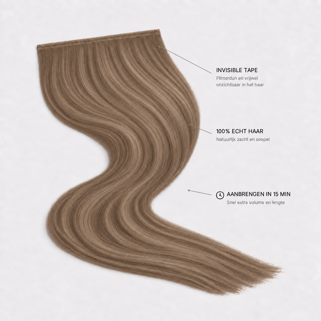 Invisible Tape Weft Dark Blonde #18 egale kleur productvoordelen