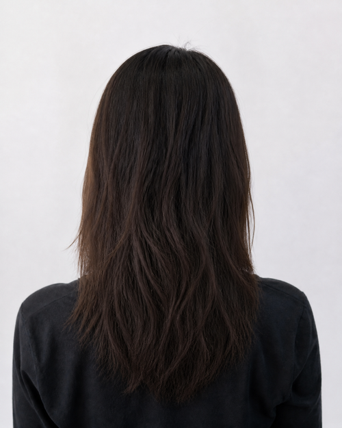 Invisible Long Tape-in Hair Extensions - Black Brown #1C – na resultaat