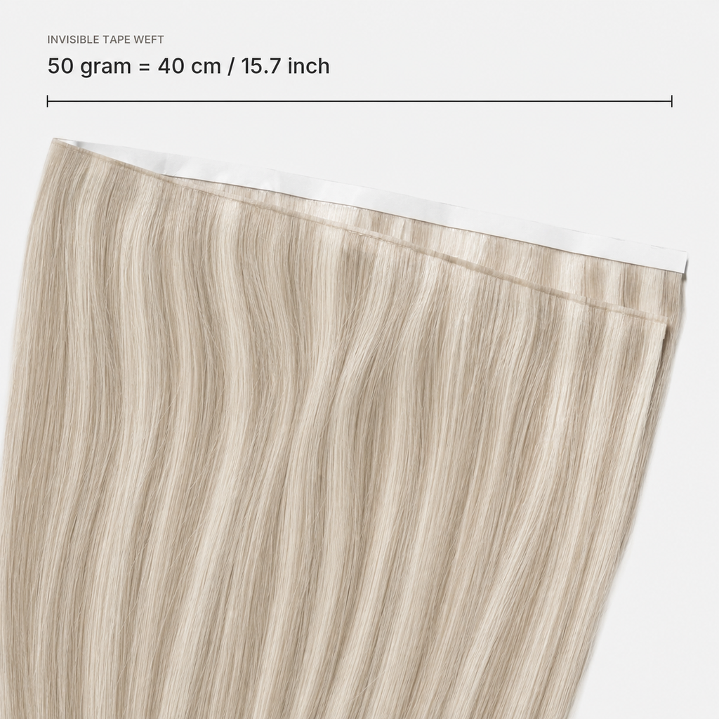 Invisible Tape Weft kleur 14-60a breedte en lengte