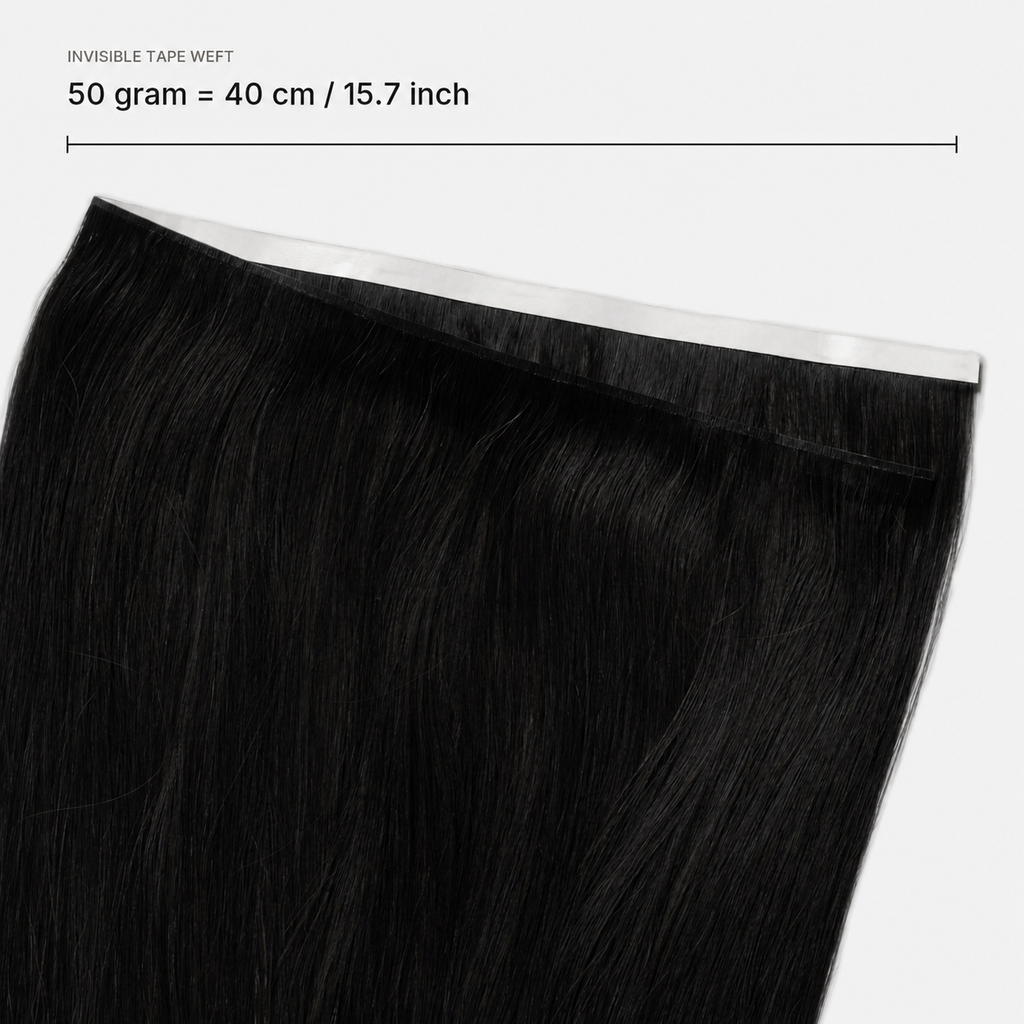 Invisible Tape Weft kleur 1b breedte en lengte