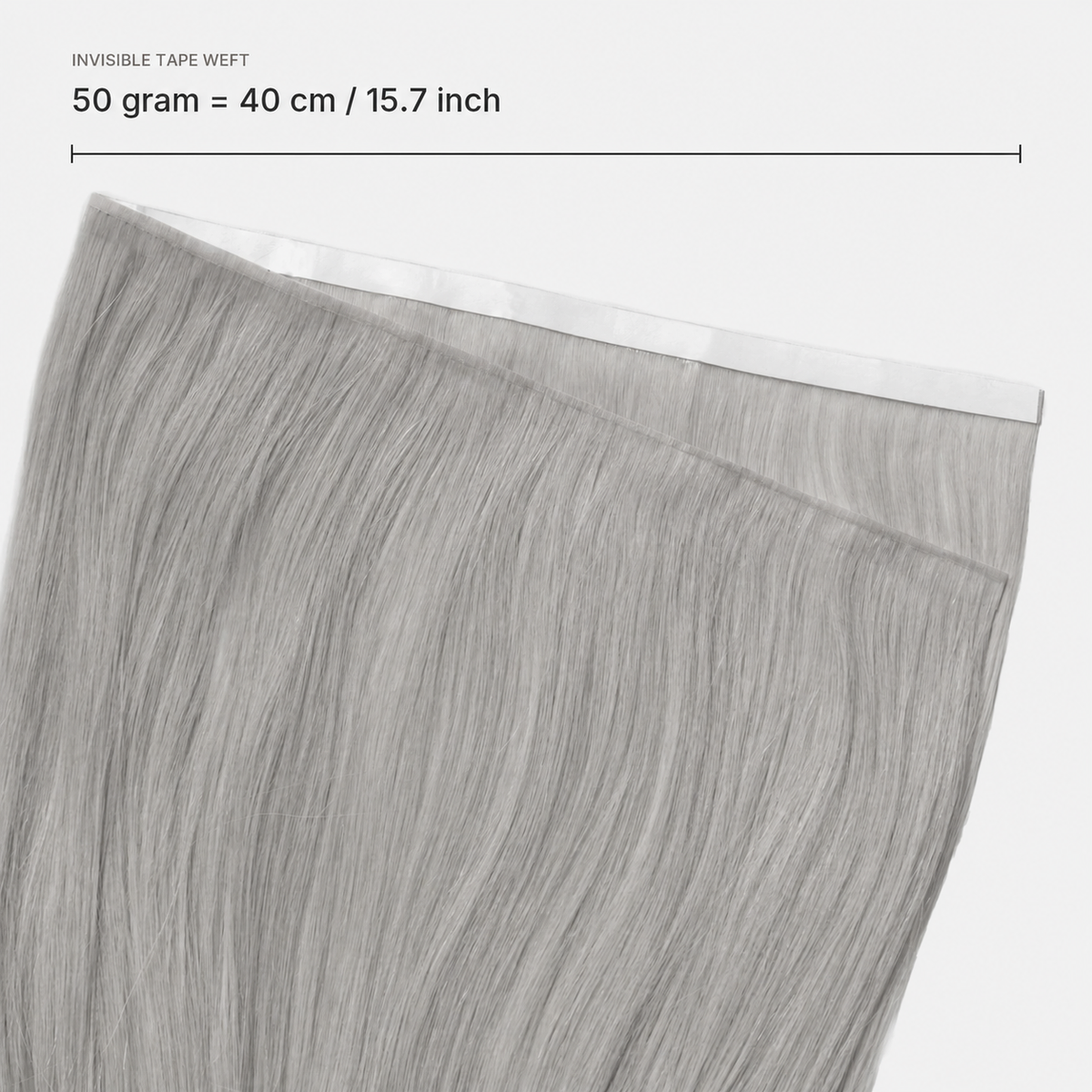 Invisible Tape Weft kleur grey breedte en lengte