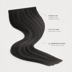 Invisible Long Tape-in Hair Extensions - Jet Black #1 – invisible tape, 100% echt haar, aanbrengen in 15 minuten