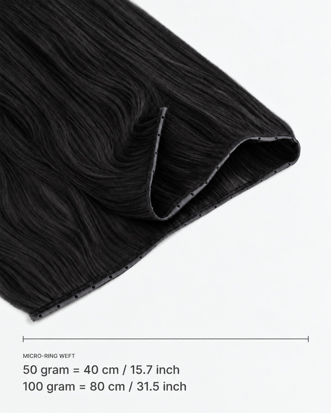 Micro-ring Weft #1 — 50 gram = 40 cm; 100 gram = 80 cm