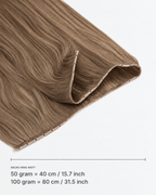 Micro-ring Weft kleur 18 — breedte: 50 gram = 40 cm / 15.7 inch; 100 gram = 80 cm / 31.5 inch