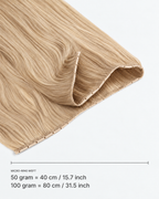 Micro-ring Weft kleur 22-24 — breedte: 50 gram = 40 cm / 15.7 inch; 100 gram = 80 cm / 31.5 inch