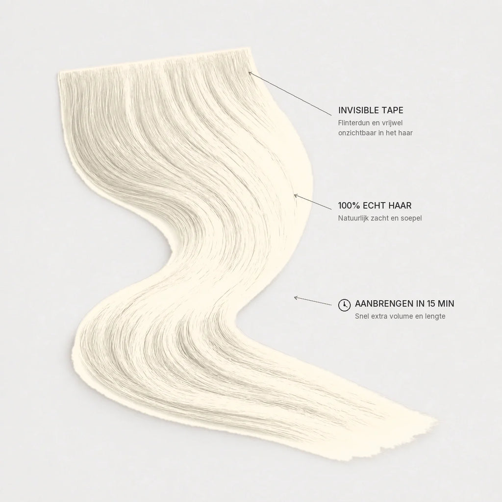 Invisible Long Tape-in Hair Extensions - Silver / White Blonde – invisible tape, 100% echt haar, aanbrengen in 15 minuten