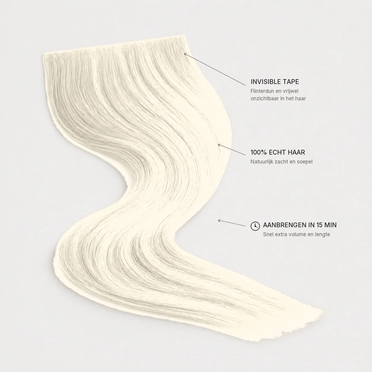 Invisible Long Tape-in Hair Extensions - Silver / White Blonde – invisible tape, 100% echt haar, aanbrengen in 15 minuten